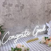 Congrats Grad White Neon Sign