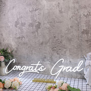 Congrats Grad White Neon Sign