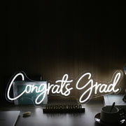 Congrats Grad White Neon Sign