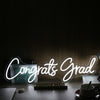 Congrats Grad White Neon Sign