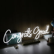 Congrats Grad White Neon Sign