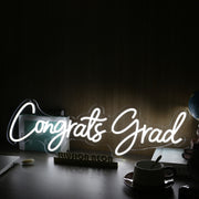 Congrats Grad White Neon Sign