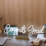 Congrats Grad White Neon Sign