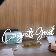 Congrats Grad White Neon Sign