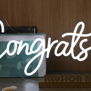 Congrats Grad White Neon Sign