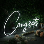 Congrats White Custom LED Neon Sign