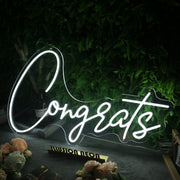 Congrats White Custom LED Neon Sign