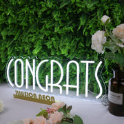 Congrats White LED Neon Sign