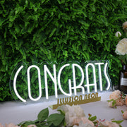 Congrats White LED Neon Sign