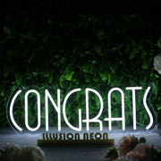 Congrats White LED Neon Sign