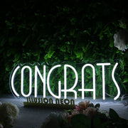 Congrats White LED Neon Sign