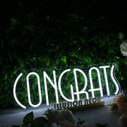 Congrats White LED Neon Sign