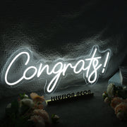 Congrats White Neon Sign