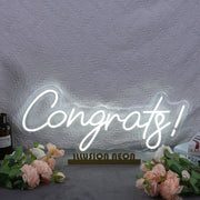 Congrats White Neon Sign