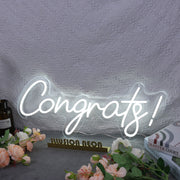 Congrats White Neon Sign