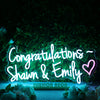 Congratulations Shawn And Emily Blue Neon Sign