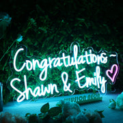 Congratulations Shawn And Emily Blue Neon Sign