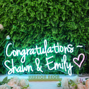 Congratulations Shawn And Emily Blue Neon Sign