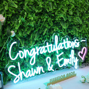 Congratulations Shawn And Emily Blue Neon Sign