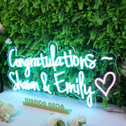 Congratulations Shawn And Emily Blue Neon Sign