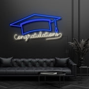 Congratulations With Graduation Hat Neon Sign