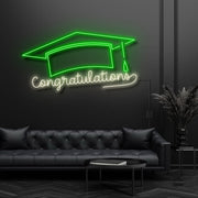 Congratulations With Graduation Hat Neon Sign