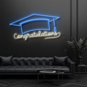 Congratulations With Graduation Hat Neon Sign