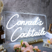 Conrad's Cocktails White Neon Sign