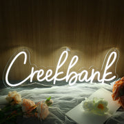 Creekbank White Neon Sign