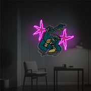 Crocodile With Knife LED Neon Acrylic Artwork