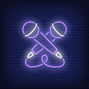 Crossed Microphone Neon Sign