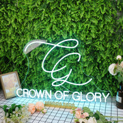 Crown Of Glory Blue Neon Sign