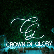 Crown Of Glory Blue Neon Sign