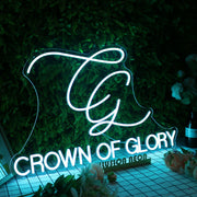 Crown Of Glory Blue Neon Sign