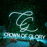 Crown Of Glory Blue Neon Sign