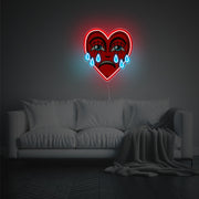 Crying Red Heart LED Neon Acrylic Artwork