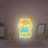 Cute Bear Drink Coffee Kawaii Bear Neon Sign