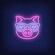 Cute Cartoon Pink Pig Sunglasses Neon Sign