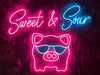 Cute Pig Sweet and Sour Neon Sign