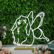 Cute Rabbit With Butterfly Wings White Neon Sign