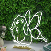 Cute Rabbit With Butterfly Wings White Neon Sign