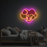 Dachshund With Pinky Heart LED Neon Acrylic Artwork