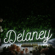 Delaney White Neon Sign