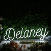 Delaney White Neon Sign