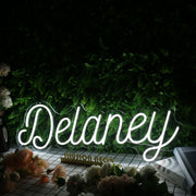 Delaney White Neon Sign