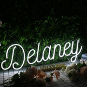 Delaney White Neon Sign