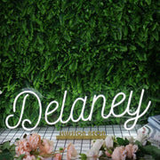 Delaney White Neon Sign