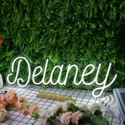 Delaney White Neon Sign