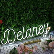 Delaney White Neon Sign