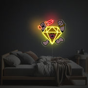 Diamond Boy Holding Sword LED Neon Acrylic Artwork